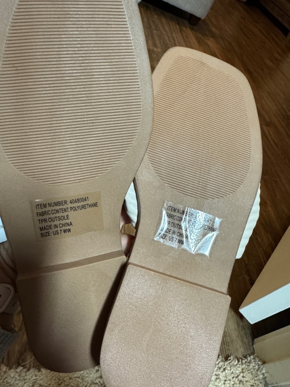 7WW torrid Cream Knotted Pleat Slide Sandals with Stud Trim - Picture 4 of 5